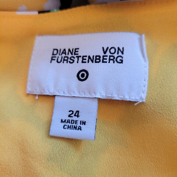 Diane Von‎ Furstenberg 24 Target Collab 90s Poppy Floral Mini Dress Yellow Green - Picture 5 of 8